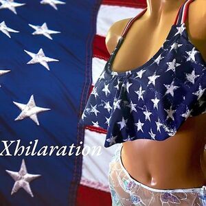 Xhilaration l Red, White, Blue l Flag l Bikini top l Crocheted Back Decor l S